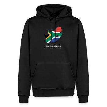 Carte et drapeau du pays de l'Afrique du Sud - Sweat à capuche Premium bio Homme - noir - Devant - Nico (187cm)
