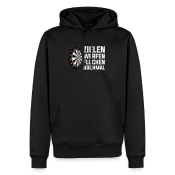 Lustiges Dart Spieler Dartscheibe Spruch Design - Männer Premium Bio Hoodie - Schwarz - Vorne - Nico (187cm)