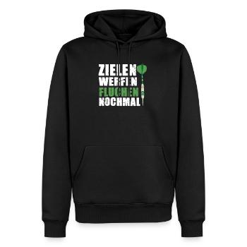 Zielen Werfen Fluchen Nochmal Darts Team Design - Männer Premium Bio Hoodie - Schwarz - Vorne - Nico (187cm)