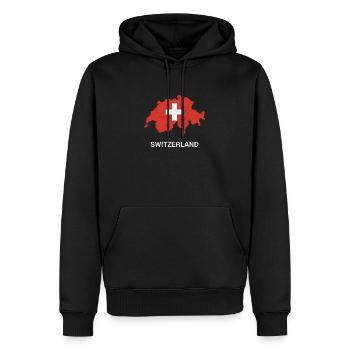 Carte du pays Suisse ( Schweiz Suisse ) - Sweat à capuche Premium bio Homme - noir - Devant - Nico (187cm)