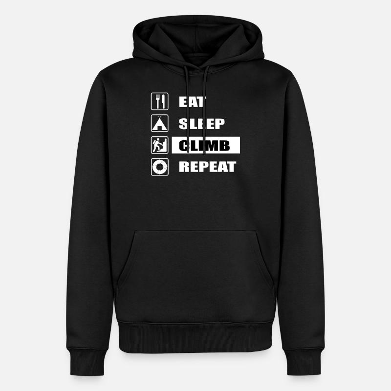 EAT SLEEP CLIMB REPEAT - Sweat à capuche Premium bio Homme - noir