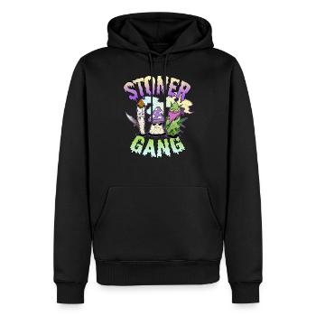 Stoner gang joint herbe floraison champignon magique stoner - Sweat à capuche Premium bio Homme - noir - Devant - Nico (187cm)