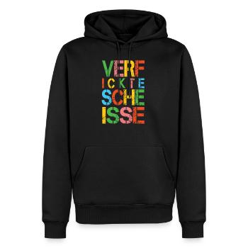 Verfickte Scheisse - Buntes Sarkasmus Design - Männer Premium Bio Hoodie - Schwarz - Vorne - Nico (187cm)