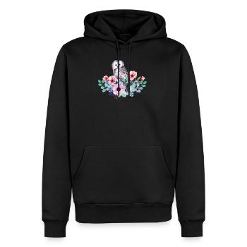 Oiseau hibou - Sweat à capuche Premium bio Homme - noir - Devant - Nico (187cm)