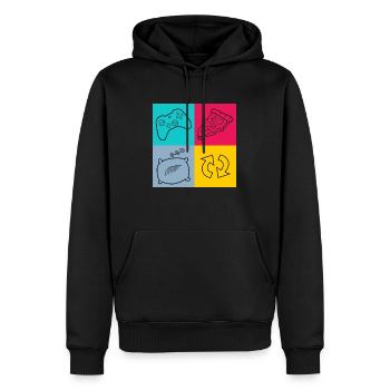 Pizza de routine pour les joueurs - Sweat à capuche Premium bio Homme - noir - Devant - Nico (187cm)