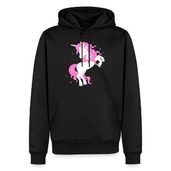 Glitzer Einhorn Niedlich Pink - Männer Premium Bio Hoodie - Schwarz - Vorne - Nico (187cm)