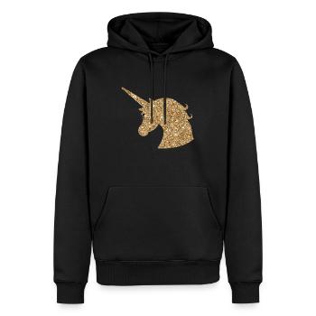 Licorne or magique - Sweat à capuche Premium bio Homme - noir - Devant - Nico (187cm)