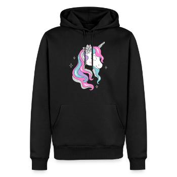 Licorne florale mignonne - Sweat à capuche Premium bio Homme - noir - Devant - Nico (187cm)
