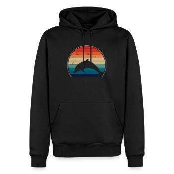 Delfin Delfine retro - Männer Premium Bio Hoodie - Schwarz - Vorne - Nico (187cm)