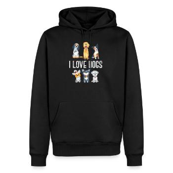 Amoureux des chiens - Sweat à capuche Premium bio Homme - noir - Devant - Nico (187cm)