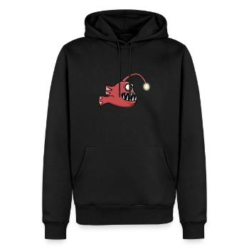 Poisson grenouille pêche en haute mer rétro pêcheur drôle - Sweat à capuche Premium bio Homme - noir - Devant - Nico (187cm)