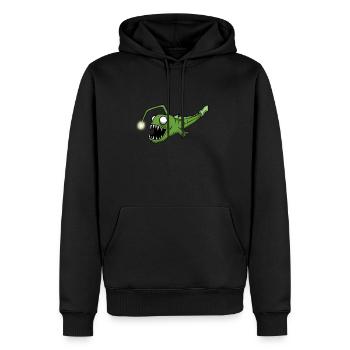 Poisson grenouille pêche en haute mer rétro pêcheur drôle - Sweat à capuche Premium bio Homme - noir - Devant - Nico (187cm)