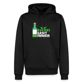 Pfeffi geht immer Vintage Alkohol Schnaps lustig L - Männer Premium Bio Hoodie - Schwarz - Vorne - Nico (187cm)