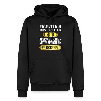 Lustiger Spruch Lustige Sprüche - Männer Premium Bio Hoodie - Schwarz - Vorne - Nico (187cm)
