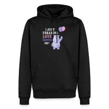 Hippo Nilpferd Geschenkidee - Männer Premium Bio Hoodie - Schwarz - Vorne - Nico (187cm)