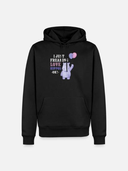 Hippo Nilpferd Geschenkidee - Männer Premium Bio Hoodie - Schwarz