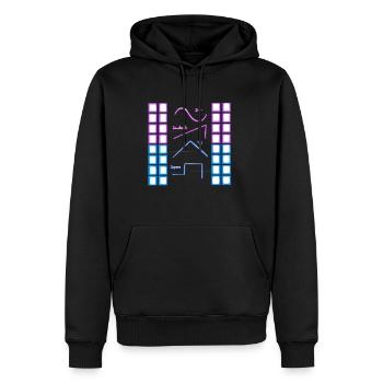Synthesizer Nerd Analog Audio Wellenform - Männer Premium Bio Hoodie - Schwarz - Vorne - Nico (187cm)