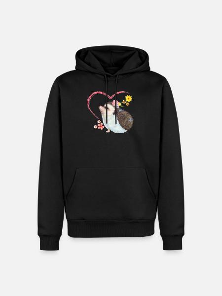 Hedgehog pile of leaves - Men’s Premium Organic Hoodie - black