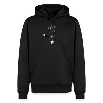 Cadeaux café barista espresso - Sweat à capuche Premium bio Homme - noir - Devant - Nico (187cm)