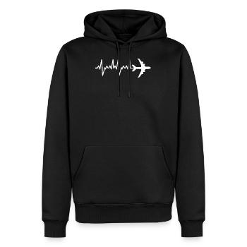 Fantastischer Flugzeugherzschlag-Pilot, der Luftfahrt steuert - Männer Premium Bio Hoodie - Schwarz - Vorne - Nico (187cm)