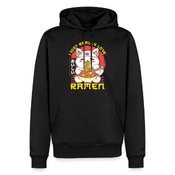 Süß & lustig Ich liebe Ramen Anime Cat - Männer Premium Bio Hoodie - Schwarz - Vorne - Nico (187cm)