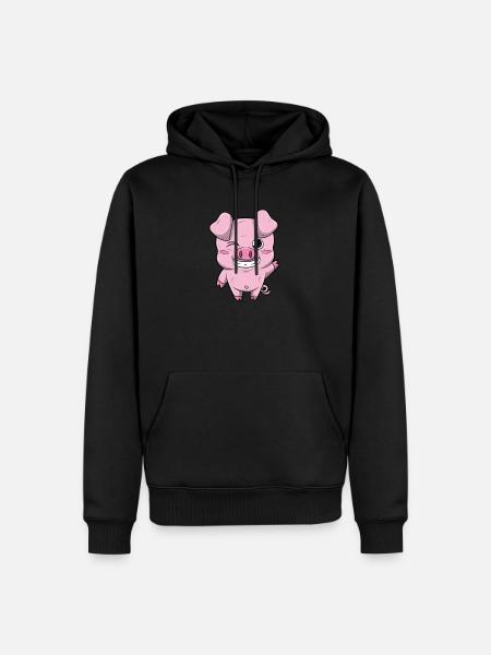 Kleines Süßes Ferkel Schweinchen - Männer Premium Bio Hoodie - Schwarz