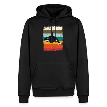 Retro Orca - Männer Premium Bio Hoodie - Schwarz - Vorne - Nico (187cm)