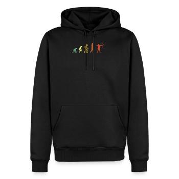 Vintage Archery Evolution - Männer Premium Bio Hoodie - Schwarz - Vorne - Nico (187cm)