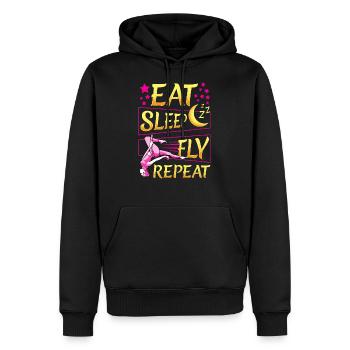 Funny Eat Sleep Fly Repeat Aerial Yoga Silks - Sweat à capuche Premium bio Homme - noir - Devant - Nico (187cm)