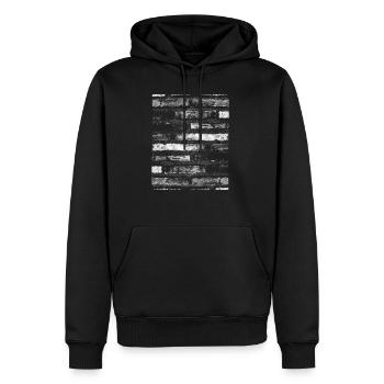 Schwarz und Weiß. Ziegelsteine Hintergrund vinrag - Männer Premium Bio Hoodie - Schwarz - Vorne - Nico (187cm)