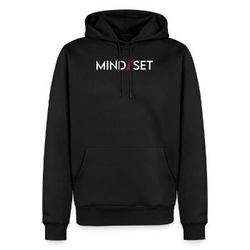 Mindset - Männer Premium Bio Hoodie - Schwarz - Vorne - Nico (187cm)