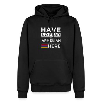 N'ayez pas peur L'Arménien est ici Fierté - Sweat à capuche Premium bio Homme - noir - Devant - Nico (187cm)