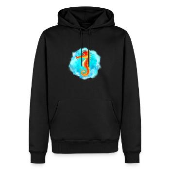 Seahorse - Men’s Premium Organic Hoodie - black - Front - Nico (187cm)