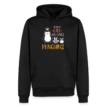 Pinguin Mädchen - Männer Premium Bio Hoodie - Schwarz - Vorne - Nico (187cm)