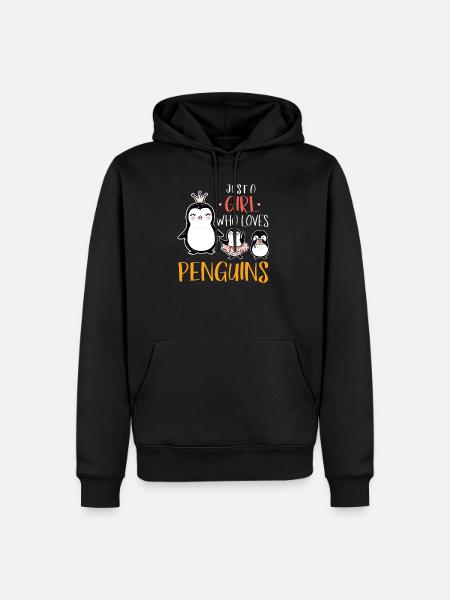 Pinguin Mädchen - Männer Premium Bio Hoodie - Schwarz
