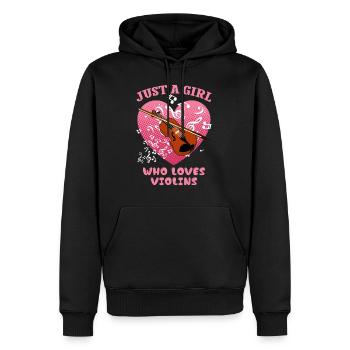 Juste une fille qui aime les violons - Sweat à capuche Premium bio Homme - noir - Devant - Nico (187cm)