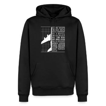 Phonetisches Alphabet Flugzeug pilot flying aviation - Männer Premium Bio Hoodie - Schwarz - Vorne - Nico (187cm)