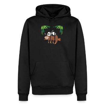 Sloth panda late riser - Men’s Premium Organic Hoodie - black - Front - Nico (187cm)