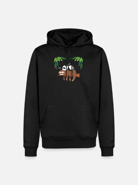 Sloth panda late riser - Men’s Premium Organic Hoodie - black