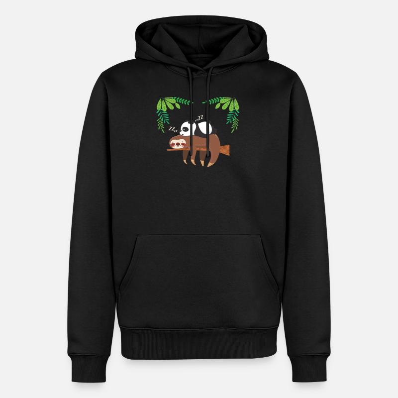 Faultier Panda Langschläfer - Männer Premium Bio Hoodie - Schwarz