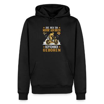 Mountainbiker Geburtstag September Lustig MTB - Männer Premium Bio Hoodie - Schwarz - Vorne - Nico (187cm)
