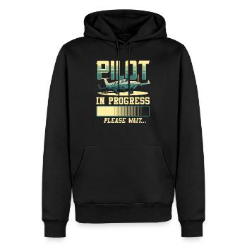 Pilote en cours Veuillez patienter Pilote d'avion - Sweat à capuche Premium bio Homme - noir - Devant - Nico (187cm)