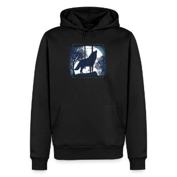 Wolf Rudel Tiere - Männer Premium Bio Hoodie - Schwarz - Vorne - Nico (187cm)