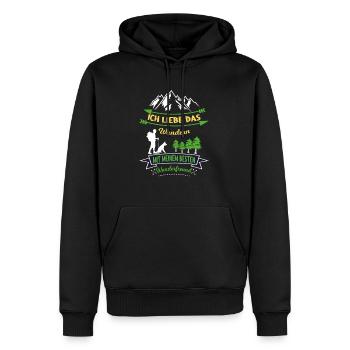 Ich liebe Wandern mit Hund Wanderer Schäferhund - Männer Premium Bio Hoodie - Schwarz - Vorne - Nico (187cm)