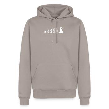 evolution of slow fox - Männer Premium Bio Hoodie - Taupe - Vorne - Nico (187cm)