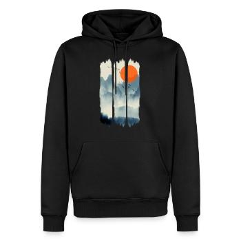 Berg Aquarell - Männer Premium Bio Hoodie - Schwarz - Vorne - Nico (187cm)
