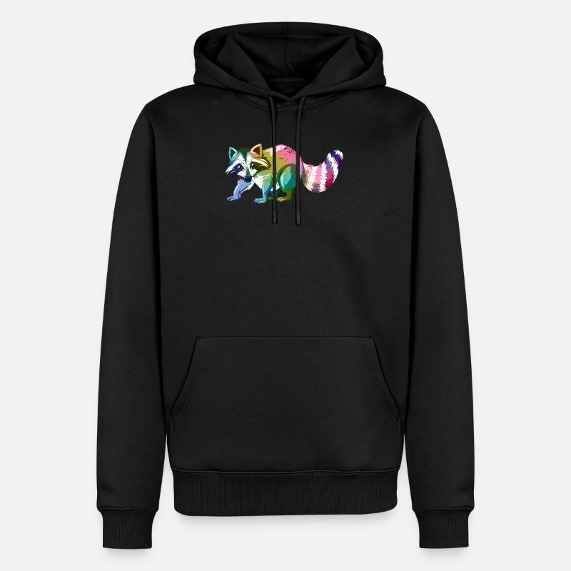 Waschbär Niedliches Tier - Männer Premium Bio Hoodie - Schwarz