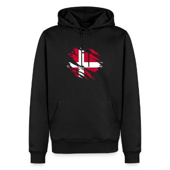 Danemark Drapeau - Sweat à capuche Premium bio Homme - noir - Devant - Nico (187cm)