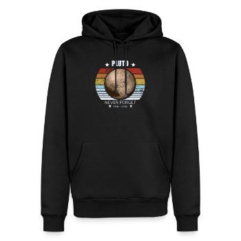 Never Forget Pluton . Retro Style Funny Space &Sci - Sweat à capuche Premium bio Homme - noir - Devant - Nico (187cm)