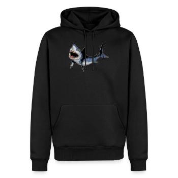 Hai Raubfisch Meerestier Haifisch Weißer Hai Motiv - Männer Premium Bio Hoodie - Schwarz - Vorne - Nico (187cm)